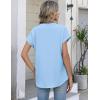 image:imageZeagoo Button Down Shirts for Women Short Sleeve Tops V Neck Collar Blouses Business Casual OutfitsLight Blue