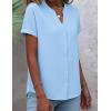 image:imageZeagoo Button Down Shirts for Women Short Sleeve Tops V Neck Collar Blouses Business Casual OutfitsLight Blue