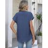 image:imageZeagoo Button Down Shirts for Women Short Sleeve Tops V Neck Collar Blouses Business Casual OutfitsNavy Blue