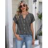 image:imageZeagoo Button Down Shirts for Women Short Sleeve Tops V Neck Collar Blouses Business Casual OutfitsTz400