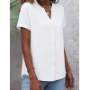 image:imageZeagoo Button Down Shirts for Women Short Sleeve Tops V Neck Collar Blouses Business Casual OutfitsWhite