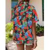 image:imageZeagoo Hawaiian Shirts for Women Tropical Floral Button Down Short Sleeve Blouses Summer Beach Shirt Vacation TopsAblack Tropical