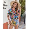 image:imageZeagoo Hawaiian Shirts for Women Tropical Floral Button Down Short Sleeve Blouses Summer Beach Shirt Vacation TopsAblack Tropical
