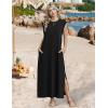 image:imageZeagoo Summer Dresses for Women 2026 Long Maxi Sundresses Loose Split WrinkleFree Beach Travel Vacation ClothesA01black
