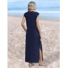 image:imageZeagoo Summer Dresses for Women 2026 Long Maxi Sundresses Loose Split WrinkleFree Beach Travel Vacation ClothesA02blue