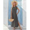 image:imageZeagoo Summer Dresses for Women 2026 Long Maxi Sundresses Loose Split WrinkleFree Beach Travel Vacation ClothesDark Gray