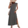 image:imageZeagoo Summer Dresses for Women 2026 Long Maxi Sundresses Loose Split WrinkleFree Beach Travel Vacation ClothesDark Gray