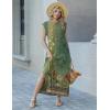 image:imageZeagoo Summer Dresses for Women 2026 Long Maxi Sundresses Loose Split WrinkleFree Beach Travel Vacation ClothesGreen Ethnic Pattern