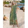 image:imageZeagoo Summer Dresses for Women 2026 Long Maxi Sundresses Loose Split WrinkleFree Beach Travel Vacation ClothesGreen Ethnic Pattern