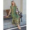 image:imageZeagoo Summer Dresses for Women 2026 Long Maxi Sundresses Loose Split WrinkleFree Beach Travel Vacation ClothesGreen Ethnic Pattern