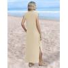 image:imageZeagoo Summer Dresses for Women 2026 Long Maxi Sundresses Loose Split WrinkleFree Beach Travel Vacation ClothesLight Brown
