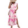 image:imageZeagoo Summer Dresses for Women 2026 Long Maxi Sundresses Loose Split WrinkleFree Beach Travel Vacation ClothesPink Marble Pattern