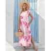 image:imageZeagoo Summer Dresses for Women 2026 Long Maxi Sundresses Loose Split WrinkleFree Beach Travel Vacation ClothesPink Marble Pattern