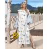 image:imageZeagoo Summer Dresses for Women 2026 Long Maxi Sundresses Loose Split WrinkleFree Beach Travel Vacation ClothesWhite Flowers