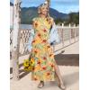 image:imageZeagoo Summer Dresses for Women 2026 Long Maxi Sundresses Loose Split WrinkleFree Beach Travel Vacation ClothesYellow Palm Leaf