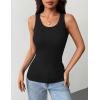 image:imageZeagoo Tank Tops with Built in Bra for Women Sleeveless Crewneck Racerback Ribbed Fitted Tops Basic Summer Clothing 20261black