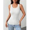 image:imageZeagoo Tank Tops with Built in Bra for Women Sleeveless Crewneck Racerback Ribbed Fitted Tops Basic Summer Clothing 20261white