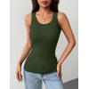 image:imageZeagoo Tank Tops with Built in Bra for Women Sleeveless Crewneck Racerback Ribbed Fitted Tops Basic Summer Clothing 2026Army Green