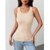 image:imageZeagoo Tank Tops with Built in Bra for Women Sleeveless Crewneck Racerback Ribbed Fitted Tops Basic Summer Clothing 2026Beige