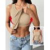 image:imageZeagoo Tank Tops with Built in Bra for Women Sleeveless Crewneck Racerback Ribbed Fitted Tops Basic Summer Clothing 2026Khaki