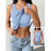 image:imageZeagoo Tank Tops with Built in Bra for Women Sleeveless Crewneck Racerback Ribbed Fitted Tops Basic Summer Clothing 2026Light Blue