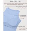 image:imageZeagoo Tank Tops with Built in Bra for Women Sleeveless Crewneck Racerback Ribbed Fitted Tops Basic Summer Clothing 2026Light Blue