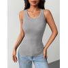 image:imageZeagoo Tank Tops with Built in Bra for Women Sleeveless Crewneck Racerback Ribbed Fitted Tops Basic Summer Clothing 2026Light Grey