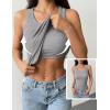 image:imageZeagoo Tank Tops with Built in Bra for Women Sleeveless Crewneck Racerback Ribbed Fitted Tops Basic Summer Clothing 2026Light Grey