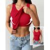 image:imageZeagoo Tank Tops with Built in Bra for Women Sleeveless Crewneck Racerback Ribbed Fitted Tops Basic Summer Clothing 2026Red