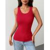 image:imageZeagoo Tank Tops with Built in Bra for Women Sleeveless Crewneck Racerback Ribbed Fitted Tops Basic Summer Clothing 2026Red