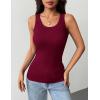image:imageZeagoo Tank Tops with Built in Bra for Women Sleeveless Crewneck Racerback Ribbed Fitted Tops Basic Summer Clothing 2026Wine Red