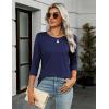 image:imageZeagoo Women Tops 3 Pack 34 Sleeve Crewneck Cute Basics Tees Casual Fashion Summer Spring T Shirts Business Work Tee TopBlacknavy Bluefuchsia