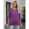 image:imageZeagoo Women Tops 3 Pack 34 Sleeve Crewneck Cute Basics Tees Casual Fashion Summer Spring T Shirts Business Work Tee TopBlacknavy Bluefuchsia
