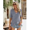 image:imageZeagoo Womens Short Sleeve 2026 Summer Crochet Cropped Cardigan V Neck Button up Bolero Shrug SweaterGrey Blue