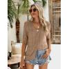 image:imageZeagoo Womens Short Sleeve 2026 Summer Crochet Cropped Cardigan V Neck Button up Bolero Shrug SweaterKhaki