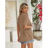 image:imageZeagoo Womens Short Sleeve 2026 Summer Crochet Cropped Cardigan V Neck Button up Bolero Shrug SweaterKhaki