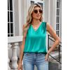 image:imageZeagoo Womens Silk Satin Camisole Tank Tops V Neck Pleated Dressy Casual Sleeveless Blouses Summer Business Work ShirtsPeacock Blue