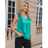 image:imageZeagoo Womens Silk Satin Camisole Tank Tops V Neck Pleated Dressy Casual Sleeveless Blouses Summer Business Work ShirtsPeacock Blue