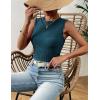 image:imageZeagoo Womens Sleeveless High Neck Casual Slim Basic Tank Top Fitted Knit Textured Tank Shirts Blue Green