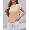 image:imageZeagoo Womens Sweater Vest Fall 2026 Loose Fit Cape Sleeve Knit Ribbed Tank Tops with Front PocketBeige White Colorblock