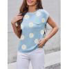 image:imageZeagoo Womens Sweater Vest Fall 2026 Loose Fit Cape Sleeve Knit Ribbed Tank Tops with Front PocketWhite Flower