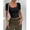 image:imageZeagoo Womens Tops Short Sleeve Scoop Neck Shirts Ribbed Knit Fitted Basic Tees Casual Summer Work Clothes1black