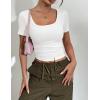 image:imageZeagoo Womens Tops Short Sleeve Scoop Neck Shirts Ribbed Knit Fitted Basic Tees Casual Summer Work Clothes1white