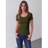 image:imageZeagoo Womens Tops Short Sleeve Scoop Neck Shirts Ribbed Knit Fitted Basic Tees Casual Summer Work ClothesArmy Green