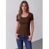 image:imageZeagoo Womens Tops Short Sleeve Scoop Neck Shirts Ribbed Knit Fitted Basic Tees Casual Summer Work ClothesBrown