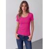 image:imageZeagoo Womens Tops Short Sleeve Scoop Neck Shirts Ribbed Knit Fitted Basic Tees Casual Summer Work ClothesHot Pink
