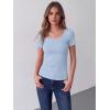 image:imageZeagoo Womens Tops Short Sleeve Scoop Neck Shirts Ribbed Knit Fitted Basic Tees Casual Summer Work ClothesLight Blue