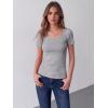 image:imageZeagoo Womens Tops Short Sleeve Scoop Neck Shirts Ribbed Knit Fitted Basic Tees Casual Summer Work ClothesLight Grey