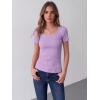 image:imageZeagoo Womens Tops Short Sleeve Scoop Neck Shirts Ribbed Knit Fitted Basic Tees Casual Summer Work ClothesLight Purple
