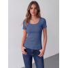 image:imageZeagoo Womens Tops Short Sleeve Scoop Neck Shirts Ribbed Knit Fitted Basic Tees Casual Summer Work ClothesNavy